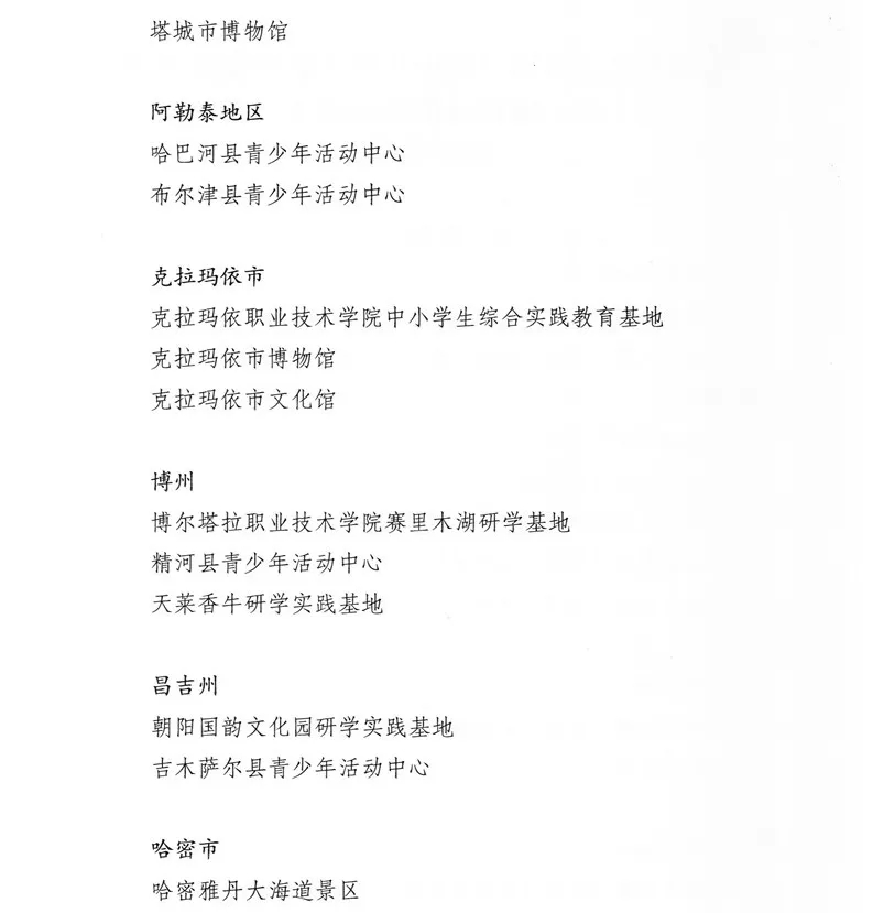 新疆公示第三批研学基（营）地和首批精品课程、线路【附详细名单】